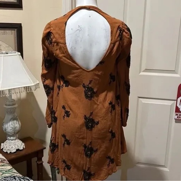Free People Boho Long Sleeve Open Back Mini Dress. XS - Picture 6 of 12
